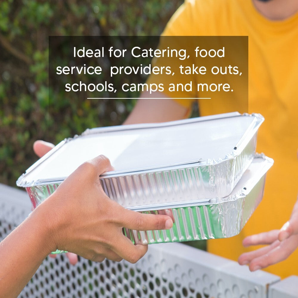 Aluminium Foil Food Container with Lid for Keep Food Fresh and Hot Long Time