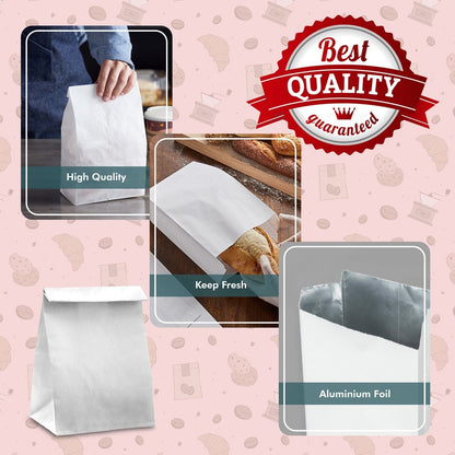 Foil Lined Nan Bags Insulated Foil Food Paper Bags - 7" x 9" x 12"