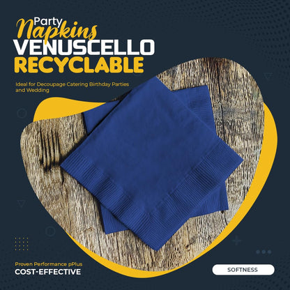 Venuscello Blue Serviettes/Napkins 40cm x 40cm Paper 3ply