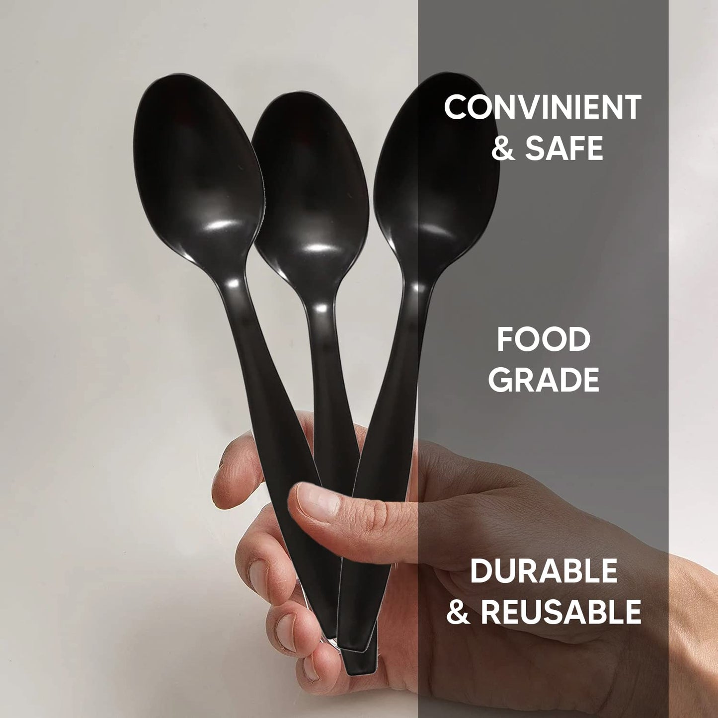 Venuscello Tithe Black Heavy Duty Plastic Cutlery Set Washable Reusable Ideal for Party | Kid's Parties | Buffets | Picnics | BBQ's | Weddings | Camping