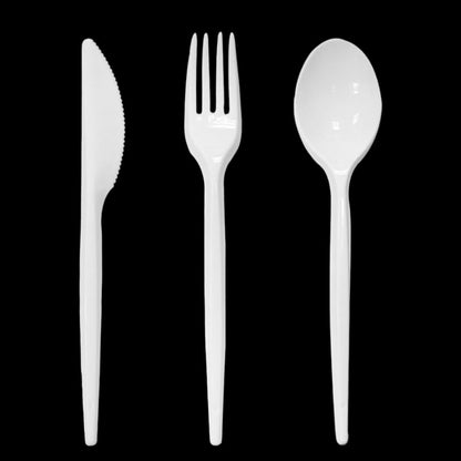 Venuscello Tithe White Heavy Duty Plastic Cutlery Set Washable Reusable Ideal for Party | Kid's Parties | Buffets | Picnics | BBQ's | Weddings | Camping