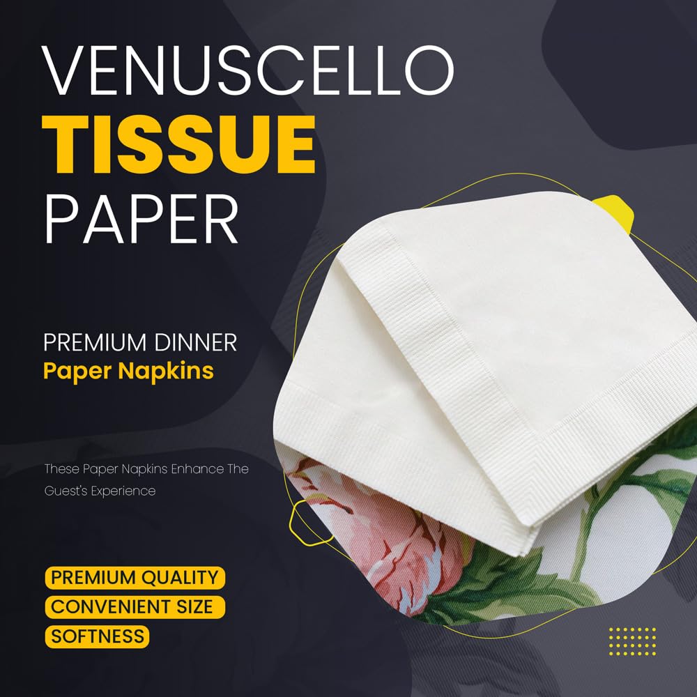 Venuscello® Biodegradable Disposable Paper White Plates – Party and Wedding Plates for Hot and Cold Foods Microwave