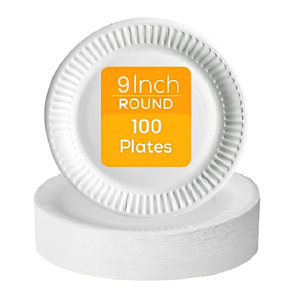Venuscello® Biodegradable Disposable Paper White Plates – Party and Wedding Plates for Hot and Cold Foods Microwave