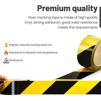 2 x Floor Marking Tape Hazard Warning Black & Yellow Caution Tape 50mm x 33m
