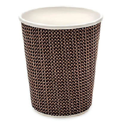 Gold Ripple Wall Disposable Brown Coffee Paper Cups 4oz & 8oz