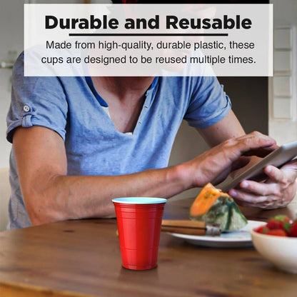 Reusable Plastic Cups Red Vending Water Drinking Parties Catering Weddings