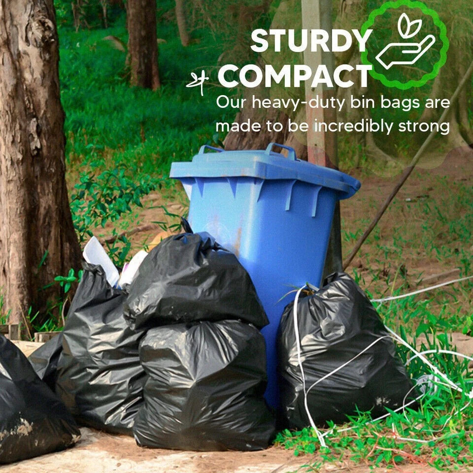 20 x Bin Liner Bags Black Wastage Rubbish Refuse Sacks 18" x 29" x 39" 200Gauge