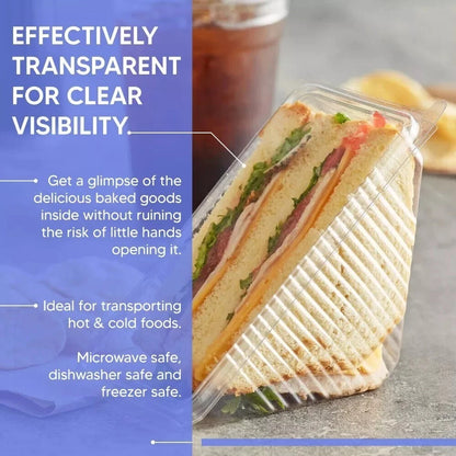 Sandwich Wedges with Hinged Lid Triangle Food Container 11cm x 11cm x 6cm