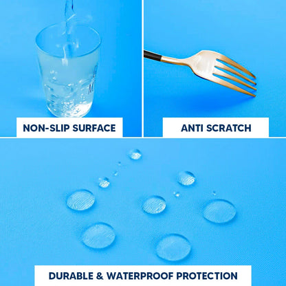 Plastic Table Cloth Reusable Waterproof Wipeable Baby Blue Table Cover 84"