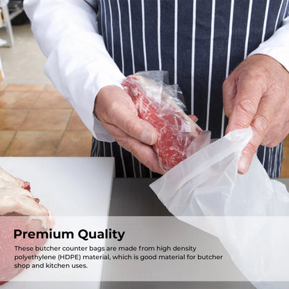 2000 x White HDPE Counter Bags for Meat Storage Freezing - All Sizes