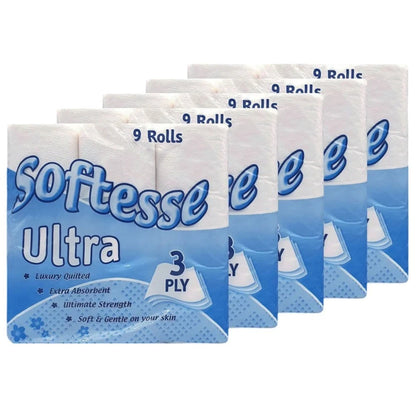 45 x Softesse Tissue Paper Roll Ultra Luxury Quilted Extra Absorbent 3ply