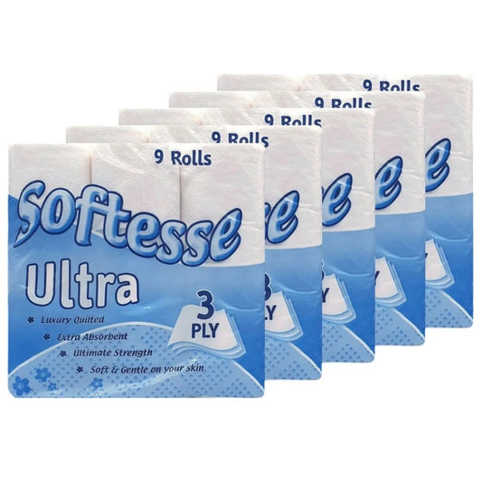 45 x Softesse Tissue Paper Roll Ultra Luxury Quilted Extra Absorbent 3ply