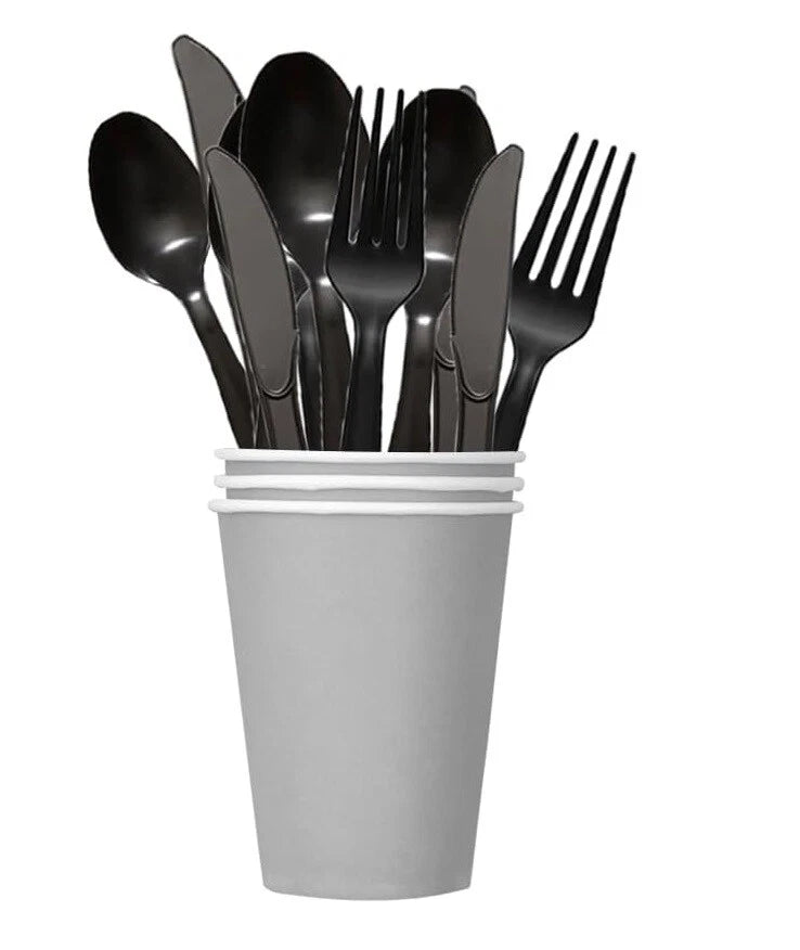 Heavy Duty Reusable Spoons Forks Knives Mix Plastic Cutlery Set Catering Supply