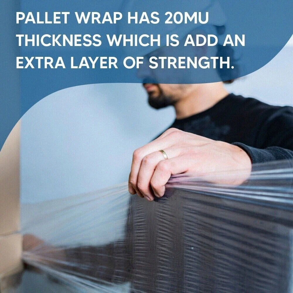 Pallet Wrap Machine 500mm x 1750m 20mu Clear Shrink Stretch Film Wrap Roll