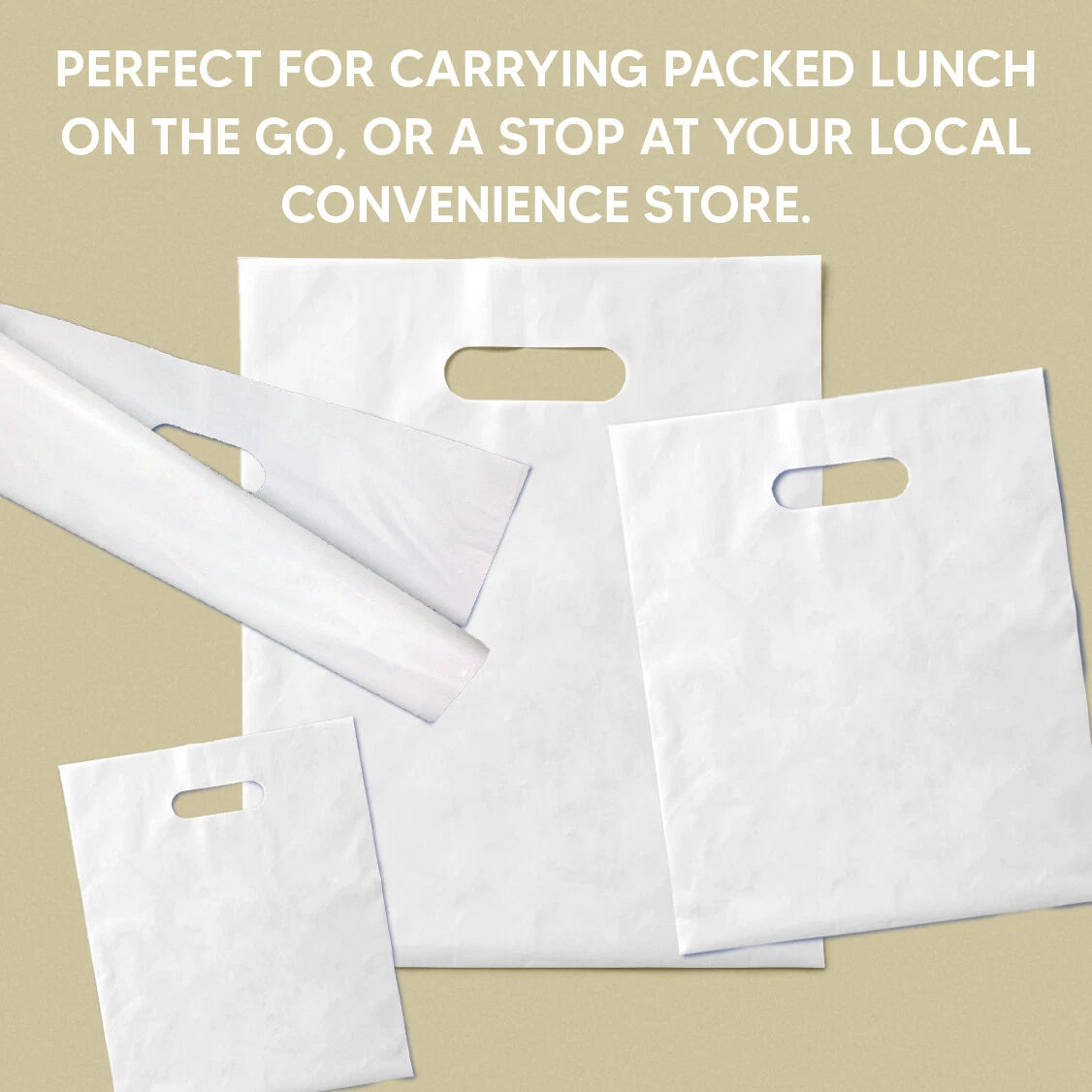 Patch Handle Carrier Bags White Plastic Carry Bag for Clothes 15" x 18" x 3"