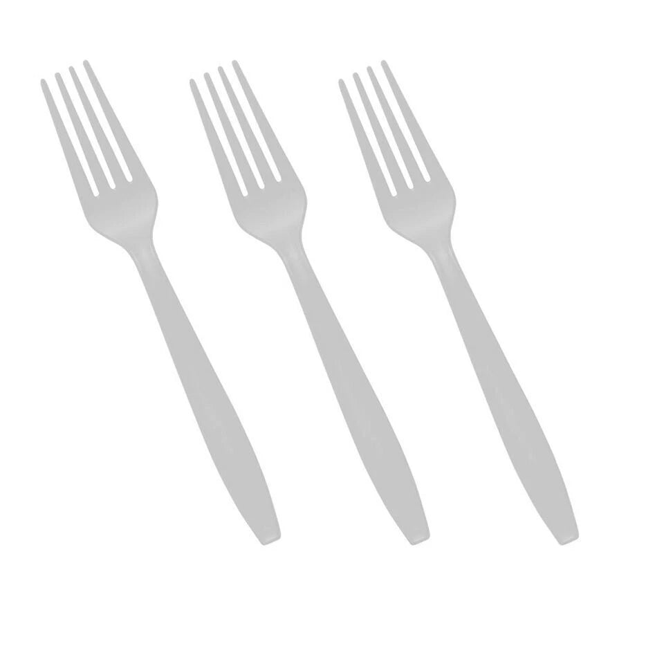 Plastic Cutlery Set White Heavy Duty Reusable Spoons Forks Knives Mix