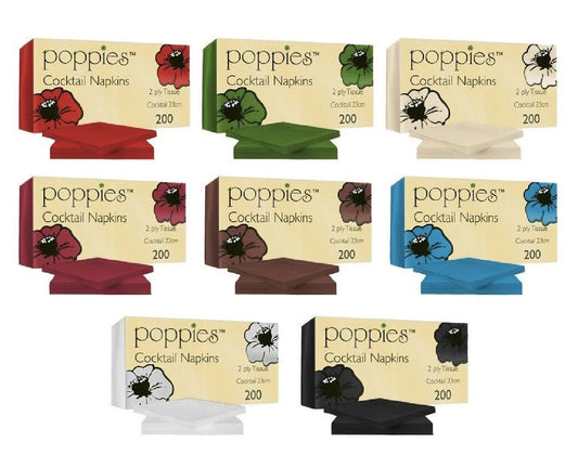 Cocktail Paper Napkins Colored Serviettes Tissue Paper 24cm x 24cm 2ply