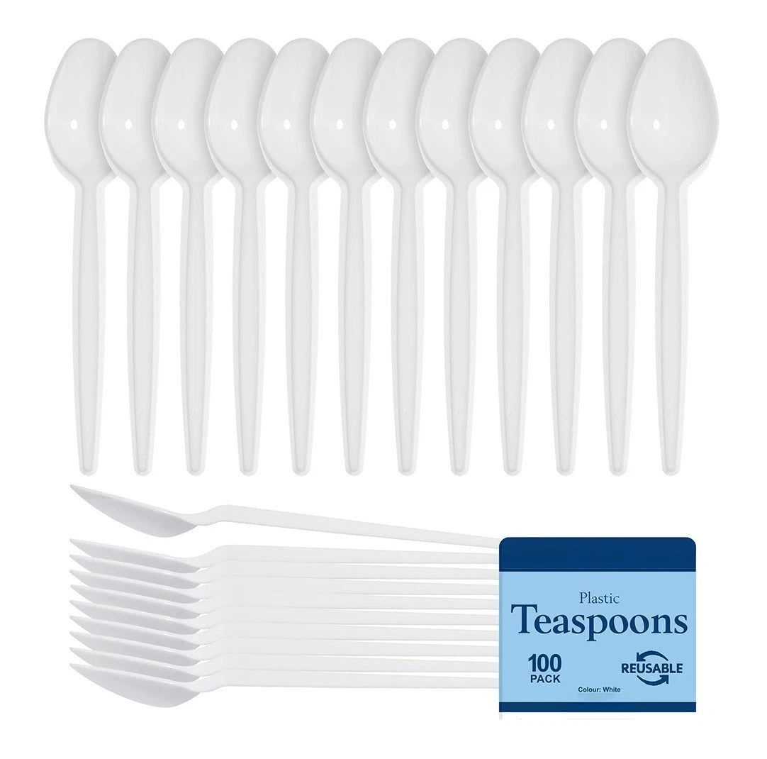 Small Plastic Tea Spoons Reusable Heavy Duty Catering Supply Weddings Parties