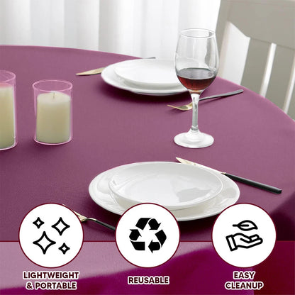 Plastic Table Cloth Reusable Waterproof Wipeable Burgundy Table Cover 84"