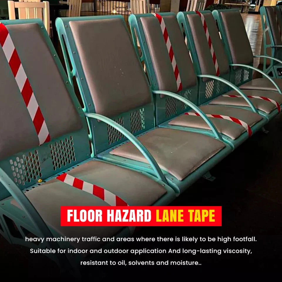 Floor Marking Tape Hazard Warning Red & White Caution Tape 48mm x 33m