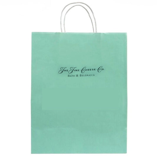 250 x Rope Handle Paper Carrier Bags The Fine Cheese Printed 26cm x 36cm x 12cm