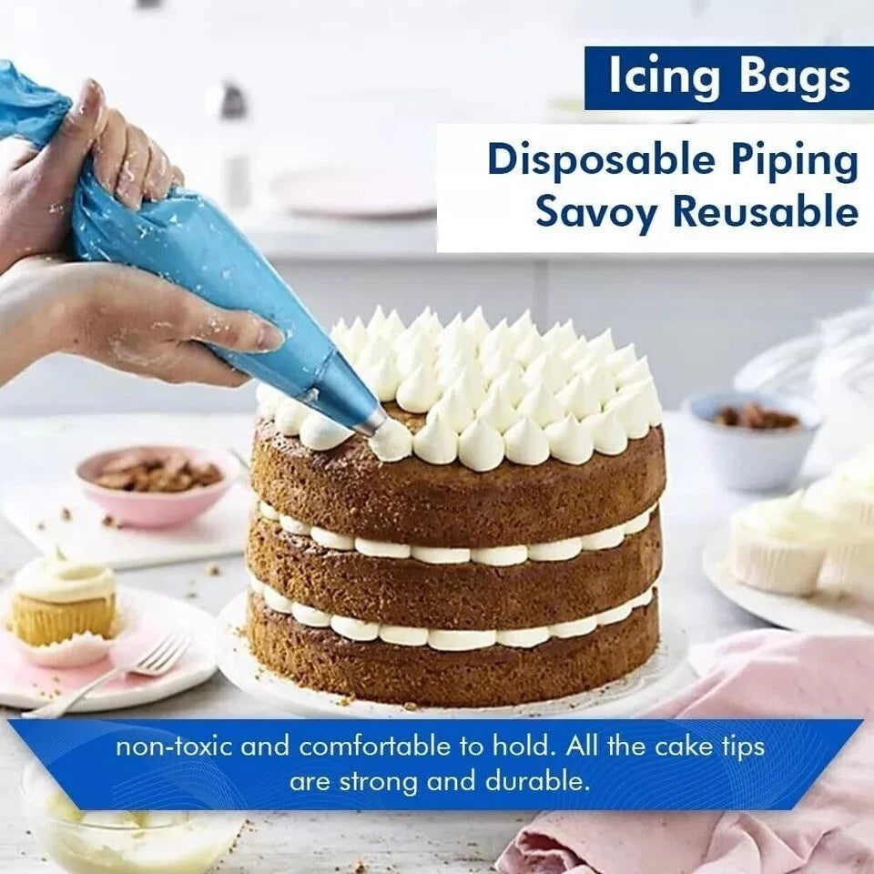 50 x Disposable Icing Piping Bags Blue Sticky Savoy Cake Pastry Bag 21"