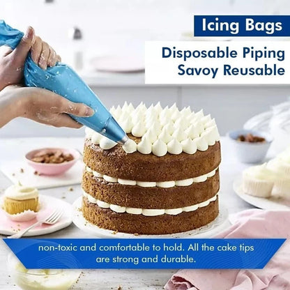 50 x Disposable Icing Piping Bags Blue Sticky Savoy Cake Pastry Bag 21"