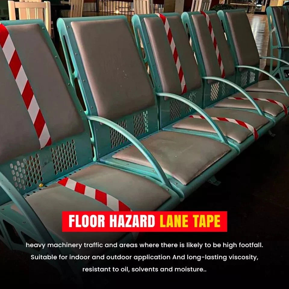 2 x Floor Marking Tape Hazard Warning Red & White Caution Tape 48mm x 33m