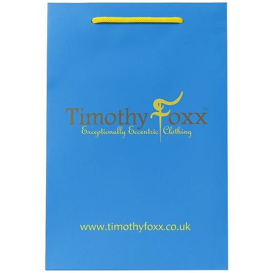 100 x Rope Handle Bags Blue Timothy Foxx Printed Carrier Bags 24cm x 38cm x 12cm