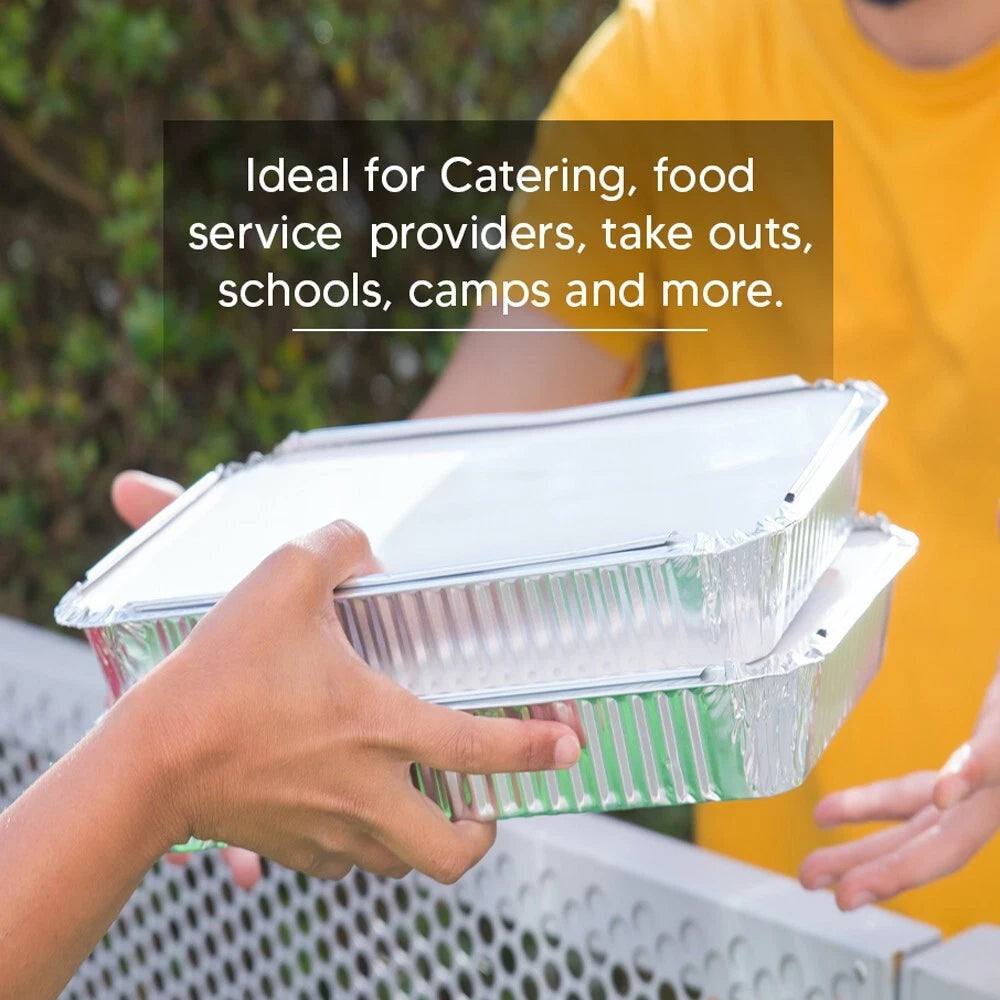 Aluminium Foil Food Container with Lid for Keep Food Fresh and Hot Long Time