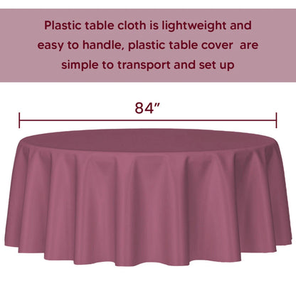 Plastic Table Cloth Reusable Waterproof Wipeable Burgundy Table Cover 84"