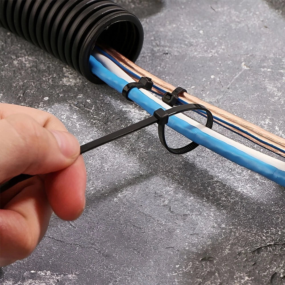 200 x Heavy Duty Zip Cable Tie Adjustable Black for Organize Cables 250 x 4.6mm