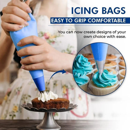 Disposable Icing Piping Bags Blue Sticky Savoy Cake Decoration Pastry Bag 21"