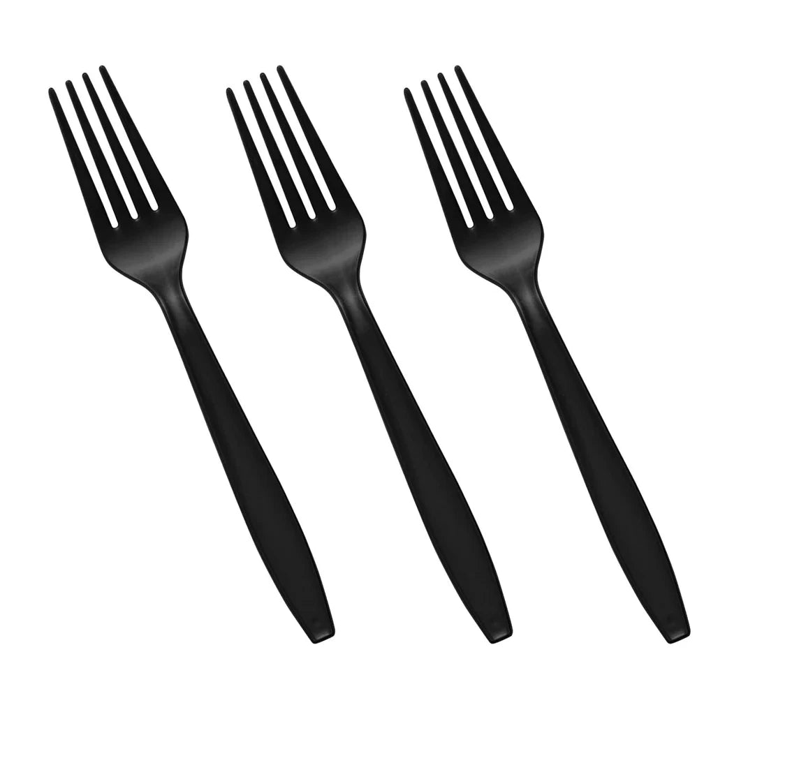Plastic Cutlery Set Black Heavy Duty Reusable Spoons Forks Knives Mix Tithe