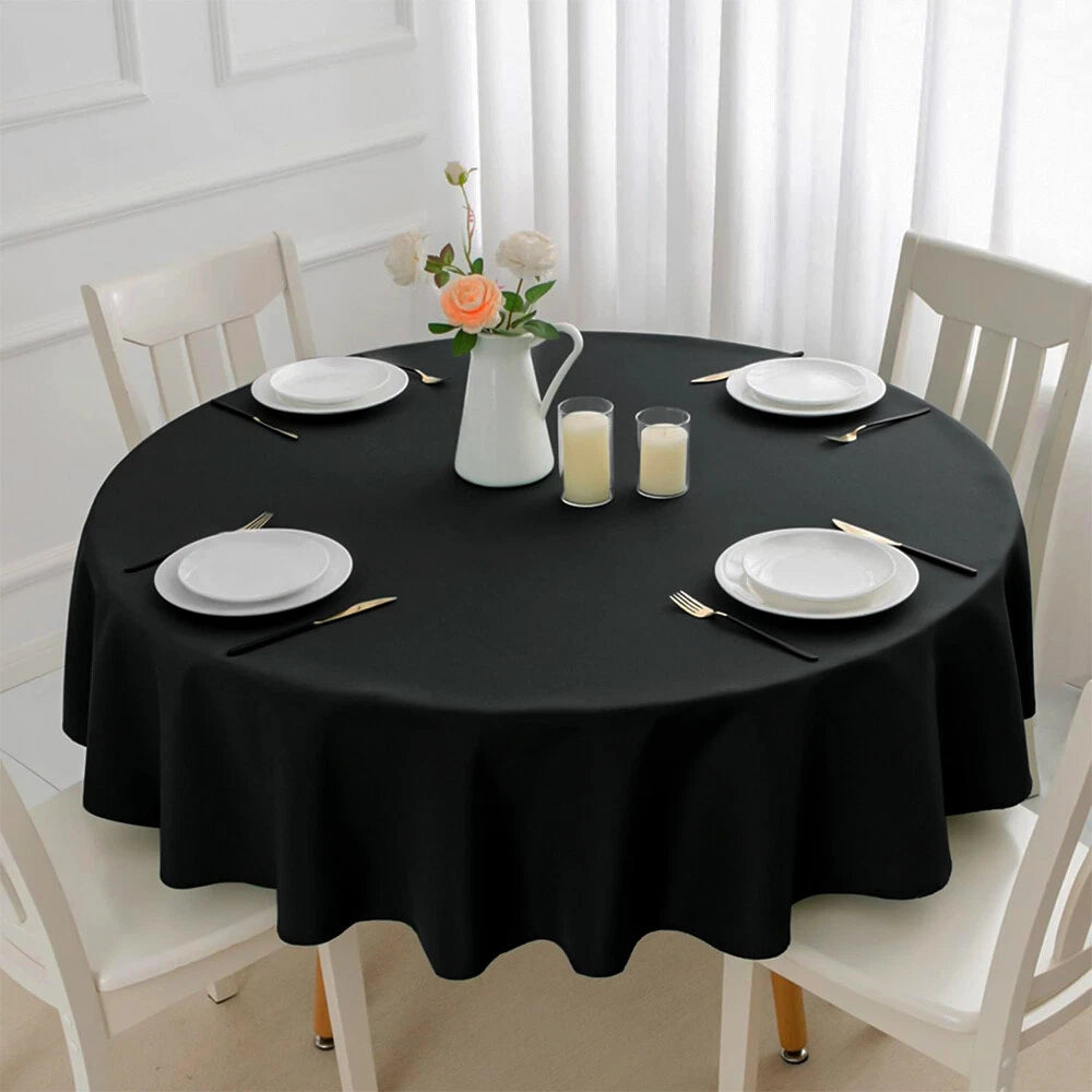 Plastic Table Cloth Reusable Waterproof Wipeable Black Table Cover 84" (213cm)