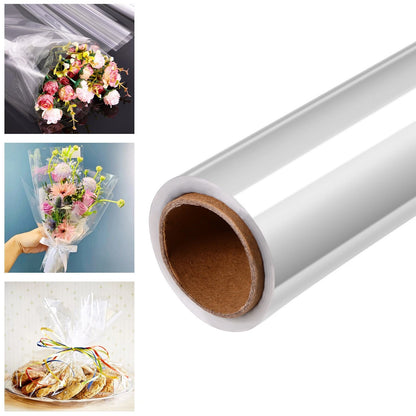 Clear Cellophane Wrap Roll Hamper Flower Decorating Wrapping Paper 80cm x 100m
