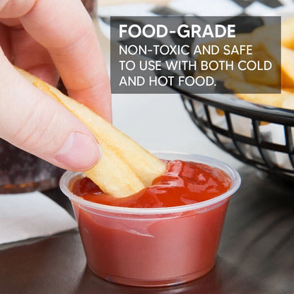 500 x Clear Plastic Deli Sauce Pot with Lid Round Food Container All Sizes