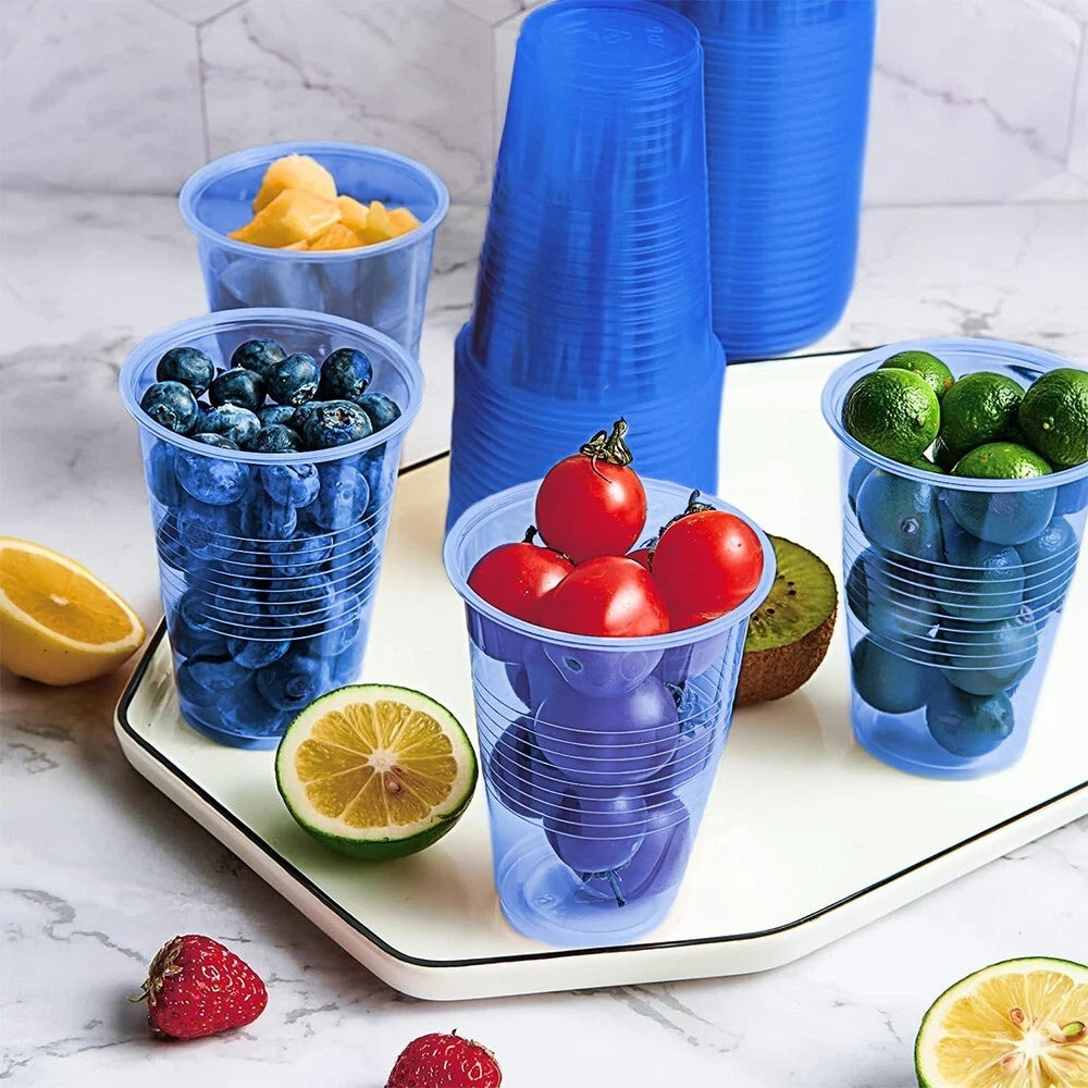 Reusable Plastic Cups Blue Vending Water Drinking Parties Catering Weddings 7oz
